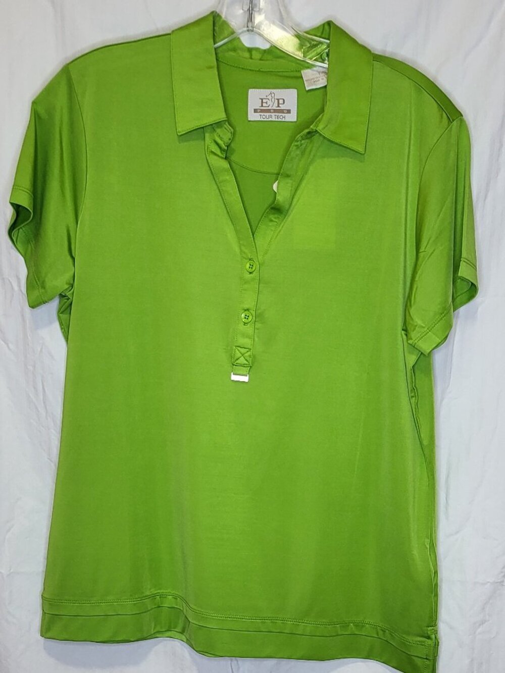 EP Pro Tour Tech Lime Green Golf Polo Shirt Women's Large NWT Performance Top